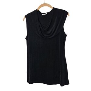Coldwater Creek Sleeveless Cowl Neck Top Blouse Black‎ Career Basic Neutral M